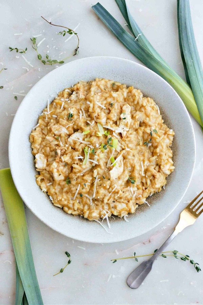 Risoto de Frango com Alho Poró